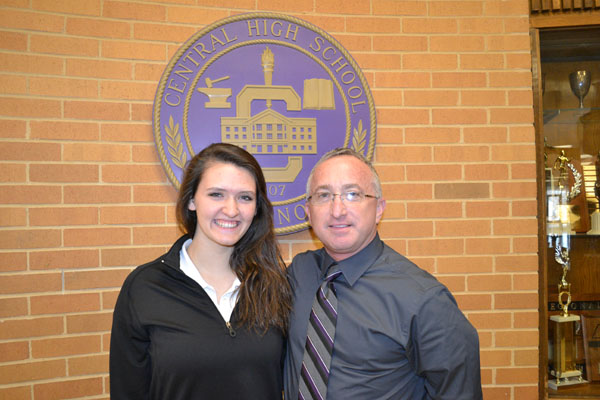 EPB CONTEST WINNER -- Principal Finley King with contest winner Alex Cotter