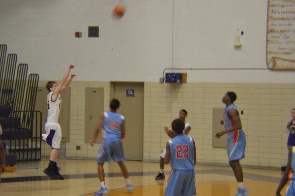NICE SHOT -- First time player for the Central Pounders Jordan Long makes the shot