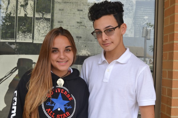 NEW STUDENTS AT CENTRAL -- (Left to right) Andrea Garcia and Nick Cervantes are excited about their new school.