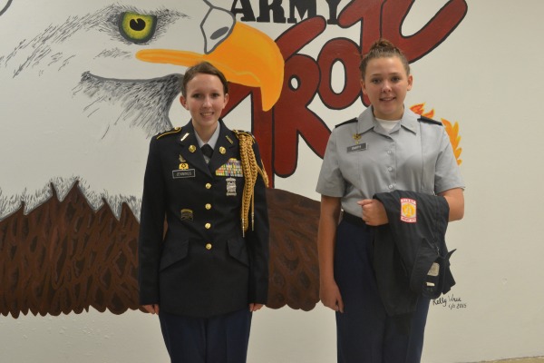 THE EXPERT AND THE BEGINNER -- Senior Casey Jennings and freshman Alissa Smith make up part of the rifle team.