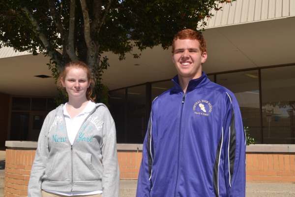 GINGER PALS -- Amber Haverlah and Brandon Lewis share their red-headed pride.