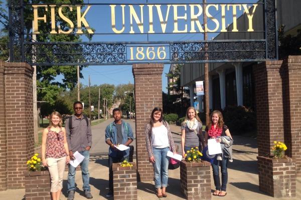 FISK COLLEGE TOUR --  From left to right: Katy Burnette, Terry Blackburn, Jr., Kaleb Cook, Esther Ryabchuk, Avionne Snakenberg, and Krista Carson.