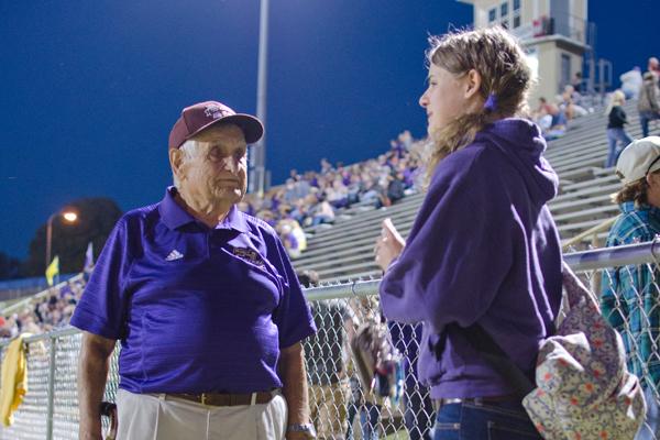 PURPLE PRIDE -- Connie Hay and Central Digest Copy Editor Jadyn Snakenberg at the Central-Howard homecoming game.