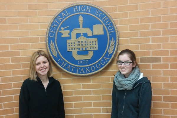 PART OF THE FAMILY -- Victoria Fovi, left, and Hannah Holzer, right, are experiencing American culture here at Central High School.