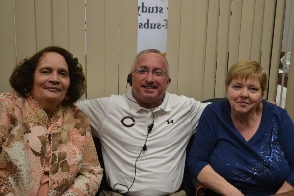 THE BERMUDA TRIANGLE -- (from left to right) Mrs. Thomas, Mr. King, and Mrs. Rucker nickname their matching birthdays the Bermuda Triangle.