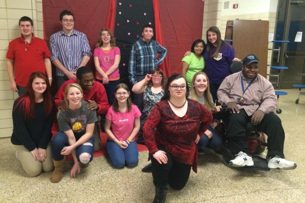 CDC STUDENTS AND VALENTINES DAY DANCE VOLUNTEERS -- Central students strike a pose for Valentines Day. 