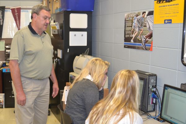 MR. HANNAH DIRECTS STUDENTS IN MARKETING -- Central High's new teacher, Mr. Hannah, teaches students in a first block marketing class. 