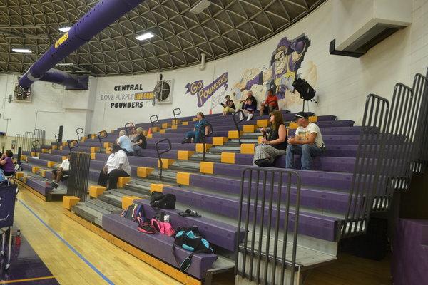 EMPTY BLEACHERS -- The empty bleachers are a sign of no school spirit.