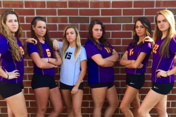 SENIOR SQUAD -- (From left to right) Rebekah Hill, Lexie Ainslie, Samantha Scott, Emma Beach, Adrian McClurg, and Caitlin Maupin.