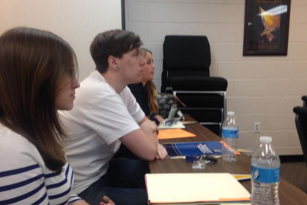 SENIORS LOOKING TOWARD THE FUTURE  -- At Senior Success Day, seniors (from left to right) Alea Frazier, Peyton Eddy, and Kathryn Pollock attend classes on future college options. 