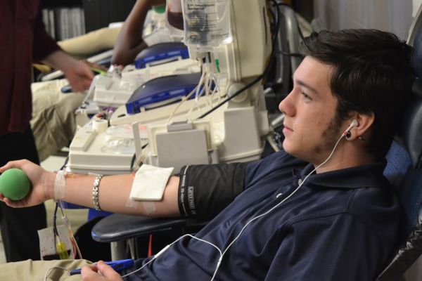 GIVING BLOOD, SAVING LIVES -- Many Central students helped save three lives by giving blood. 