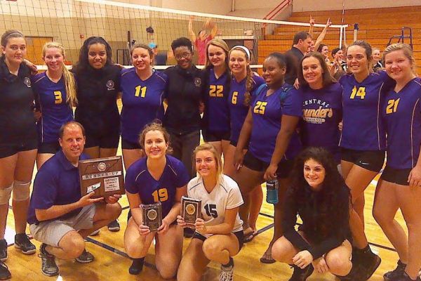  A HARD FOUGHT GAME  -- Centrals volleyball team played hard at the District Tournament but came up short at the final tie-breaker.