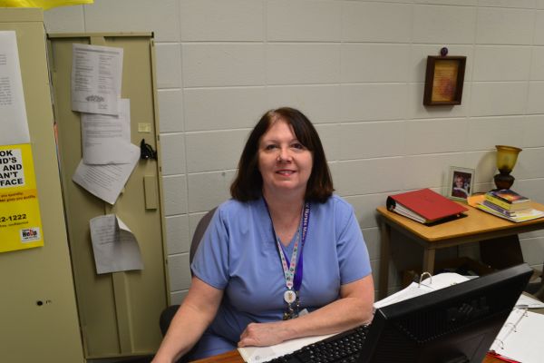 NEW SCHOOL NURSE IS LOOKING FORWARD TO HER FIRST YEAR AT CHS --  Mrs. Cindy Wilson is getting situated in her new office and is excited to begin working as Centrals new nurse. 