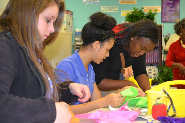 SEWING SEWING SEWING!  -- Mrs. Doris Coulter has implemented sewing into her Introduction to Human Studies class and these freshmen a really loving it!