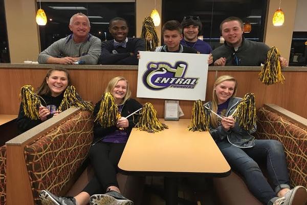 CHICK-FIL-A HAS POUNDER PRIDE -- Central Students and Mr. King attend the Track Teams Spirit Night at Chick-fil-a.