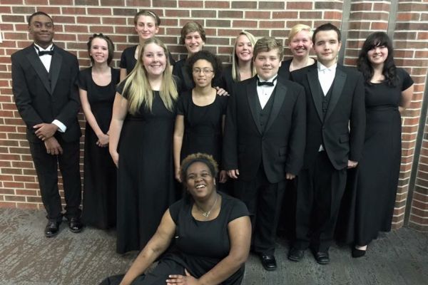 CENTRAL STUDENTS READY TO PLAY -- Central band members dressed in their concert attire and were ready to perform at UTC.