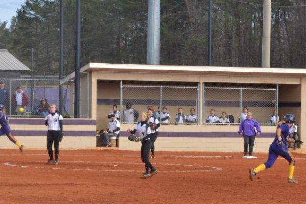 LADY POUNDERS DEFEAT HIXON -- Mid play at the Central and Hixson softball game