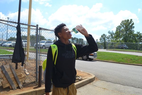 STAYING HYDRATED MEANS STAYING HEALTHY -- Students drink plenty of water to stay hydrated.