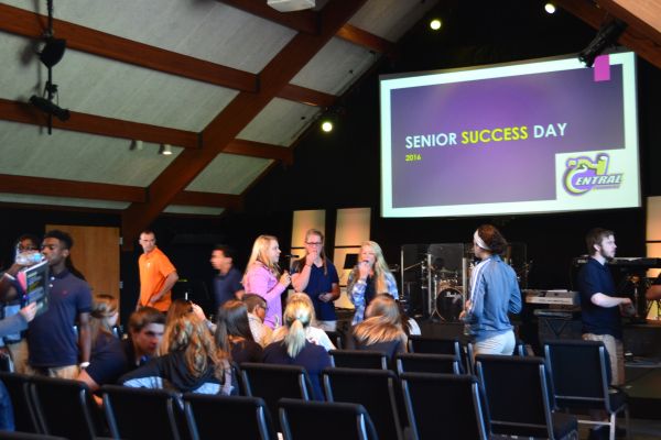 SENIORS PREPARE FOR COLLEGE--Seniors gather at Bayside Baptist Church to discuss future plans for college