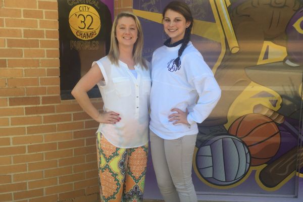 CENTRAL CHEERLEADERS DESERVE SUPPORT TOO -- Cheer coach Brielle Farrow and Senior cheerleader Miranda Lillard pose while showing off their school spirit!                                        