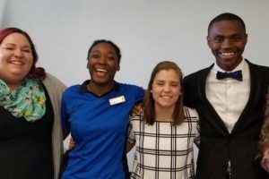 THE MEMBERS OF THE STUDENT COUNCIL -- (Left to right) Katie Stiffler, Monet Henderson,   Hannah McGrath, and chairman DAndre Anderson