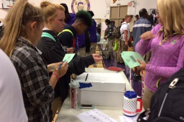 CENTRAL HIGH MOCK ELECTION -- Central High students cast their vote in the 2016 mock election. 