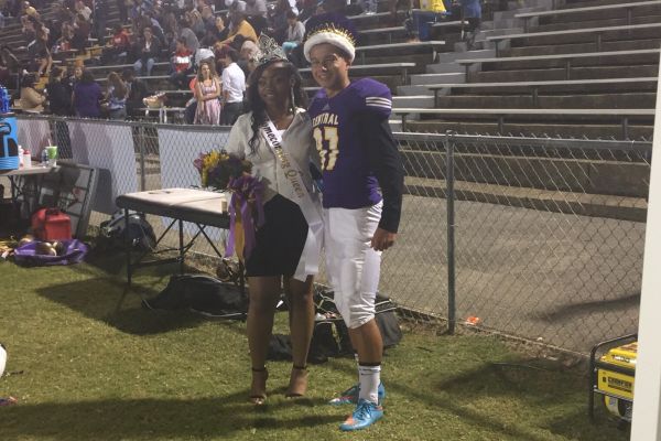 JARED AND DIAMOND, CENTRAL HIGH SCHOOL ROYALTY -- Jared Eddy and Diamond Jackson pose for the first time as Central High School royalty.