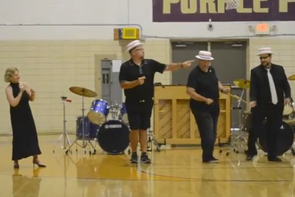 CENTRAL HIGH ANNUAL TEACHER TALENT SHOW -- (Left to Right) Janice Munson, Chris Kribs, Mickey Robinson, and Phillip Johnson preform an epic lip sync. 