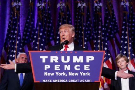 DONALD TRUMP SET TO BECOME 45TH PRESIDENT -- Republican president-elect Donald Trump delivers his acceptance speech during his election night event.