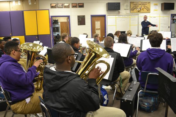 CENTRAL SOUND RATED AS SUPERIOR AT ETSBOA CONCERT FESTIVAL -- The Central Sound hard at work preparing for concert festival. 