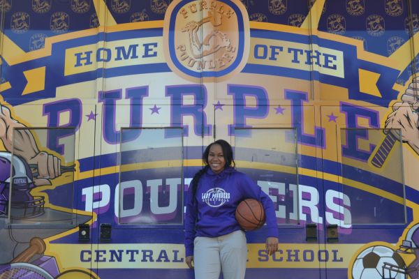 ATHLETE SPOTLIGHT: MILLER CONTINUES TO PERSEVERE ON THE COURT -- Miller stands in front of the Central High gym mural and reminisces about her last season of high school basketball.