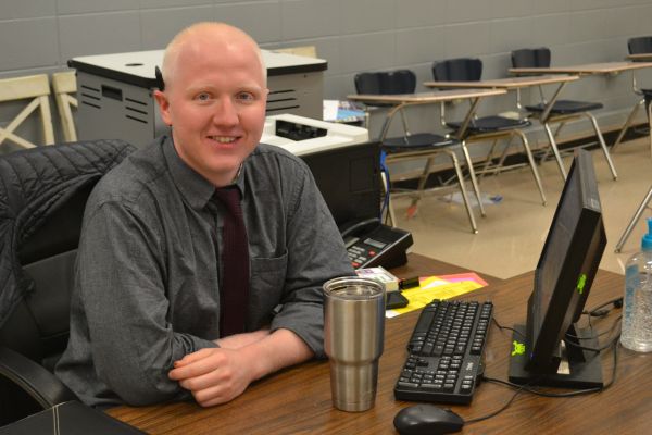 JAMES MASSENGALE COMES TO CENTRAL HIGH SCHOOL -- James Massengale takes over Mrs. Hollingsworths classes.