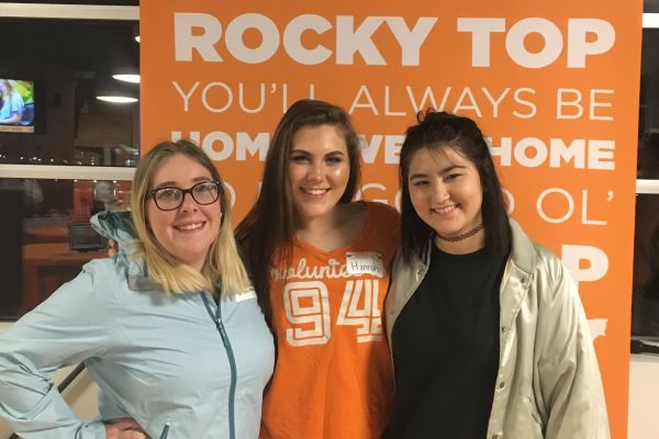 RECORD NUMBER OF HIGH SCHOOL GRADUATES GO TO COLLEGE -- Senior students Savannah Smith, Hannah Holmberg,, and Tori Bruno Arimura attend the New Vol Role Call event with intentions of going to college after graduating.