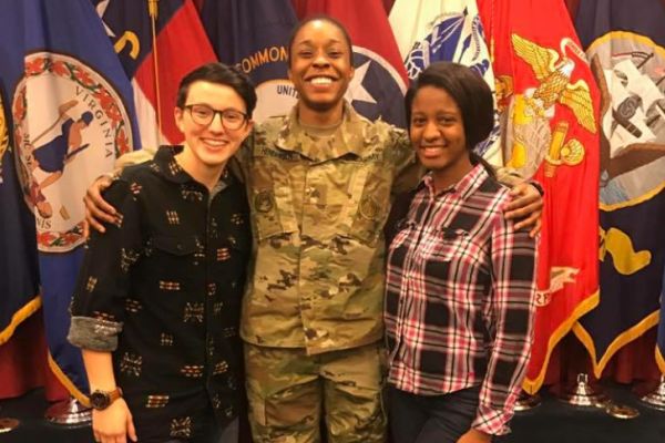 JOINING THE ARMY -- CharNiece Clark (far right) and Cady Pruitt (far left) have decided to join the army.