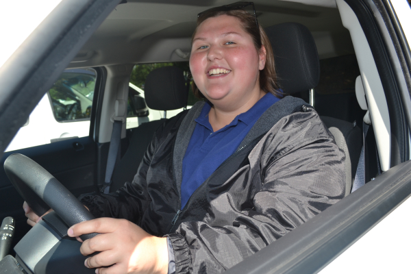 ACADEMIC, ATTENDANCE REQUIREMENTS PART OF GETTING A DRIVERS PERMIT AND LICENSE --
 Senior Saige Lowery is one of the many students that drive themselves to school.