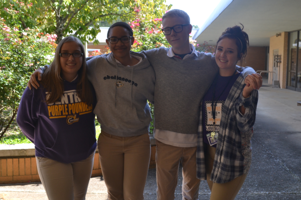 SOPHOMORE CLASS OFFICERS -- (Left to right) Newly elected Treasurer Peyton Anderson, President Jazmynn Ball, Secretary Brandon Henderson, and Vice President Meghan Duncan pose together.