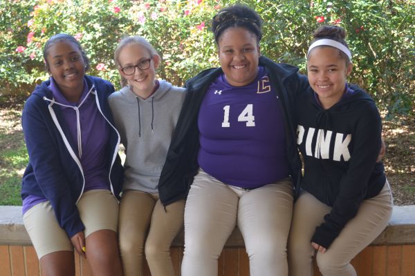 FRESHMEN CLASS OFFICERS 2017-2018 -- (Left to right) Newly elected Treasurer Sakinah Rashid, Secretary Zoey Greene, Vice President Ariya McGhee, and President Destiny Smith are pictured together.