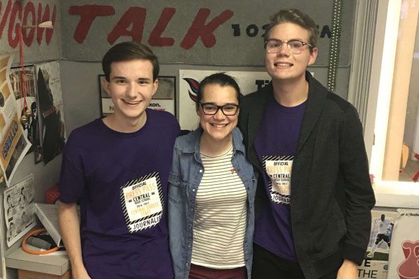 THREE CENTRAL STUDENTS FEATURED ON WGOW SEGMENT BE TRUE TO YOUR SCHOOL -- Preston Fore, Haylee Smith, and Jake Johns in the studio  after the segment