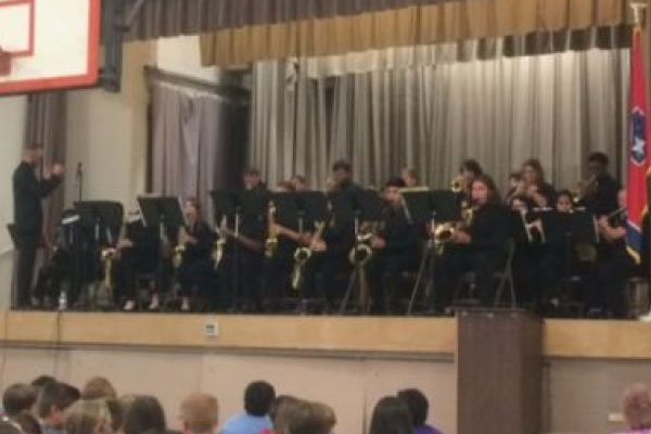 CENTRAL HIGH JAZZ BAND RECEIVES STANDING OVATION AT WALLACE A. SMITH ELEMENTARY PERFORMANCE -- The Central High Jazz Band performed for multiple grades at Wallace A. Smith Elementary.