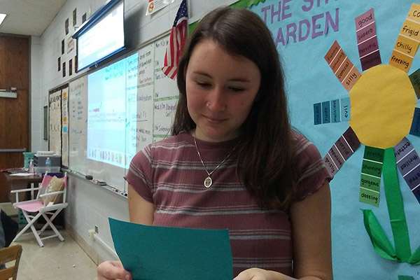 MS. HALE READS A THANK YOU NOTE -- Ms. Hale reads a thank-you note that was addressed to her by one of her students.