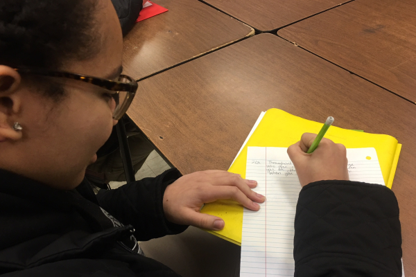 CENTRAL JUNIORS TO PARTICIPATE IN ENGLISH FIELD TESTING EXAMS -- Jazmyn Ball is  working hard to end the second semester with exceptional grades.