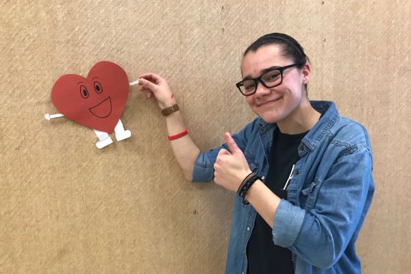 HEART WEEK -- Posing with Herbert Heartman the healthy heart man 