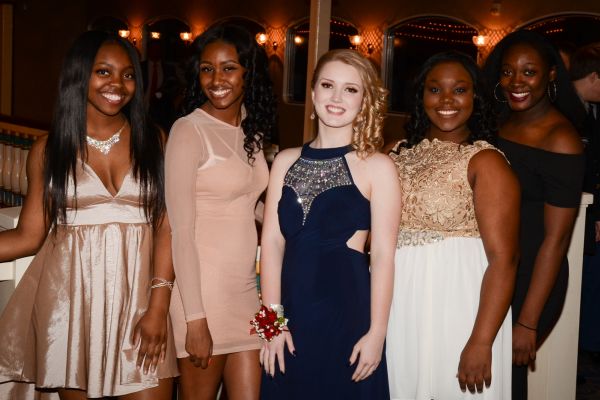 JROTC CADETS DANCE THE NIGHT AWAY AT MILITARY BALL -- The military ball queen candidates pose for a picture before the crowning ceremony.  