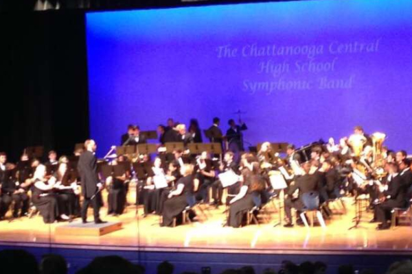 CENTRALS SYMPHONIC BAND ATTAINS PERFECT SCORES AT THE ETSBOA CONCERT FESTIVAL -- The Symphonic Band is depicted performing for judges in the picture above.