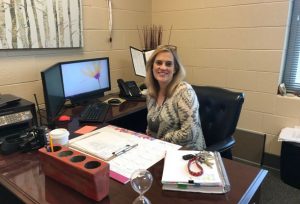 ALUMNI STORY: SHELLEY PRITCHARD CONTINUES TO LEAVE A POSITIVE IMPACT ON STUDENTS--Shelley Pritchard sits in her office, ready to help students accomplish their dreams.