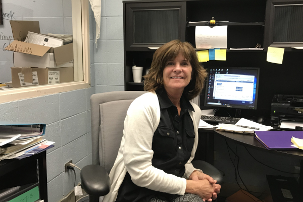 UPCOMING STANDARDIZED TESTING CAUSES STRESS WITH A NEW FORMAT AND HECTIC SCHEDULE -- Elizabeth Zachary,this years testing coordinator, is hard at work organizing the schedule and entering the last portion of mandatory credentials.