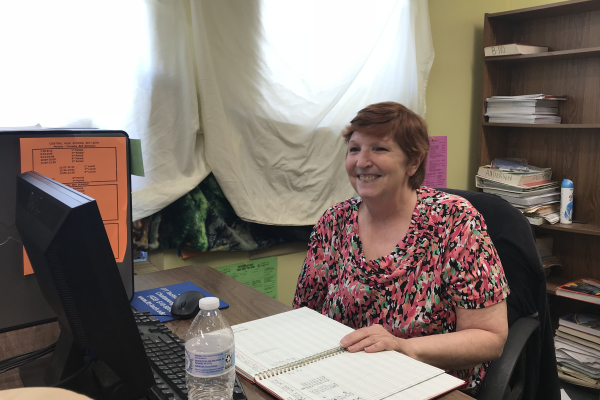 EVELYN ANDERSON WILL CONTINUE TO WORK AFTER RETIRING AS EDUCATOR OF 44 YEARS -- Anderson enjoys her last few moments as a teacher at Central.