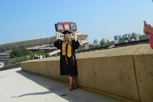 SARA WALKER CONTINUES TO SUCCEED AFTER GRADUATING FROM CENTRAL HIGH SCHOOL --  Sara Walker shows her excitement after graduating from the University of Tennessee.