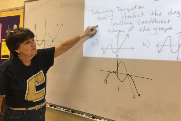 HAMILTON COUNTY TVAAS SCORES REVEAL AN IMPROVEMENT IN STUDENT GROWTH AT CENTRAL -- Peggy Moyer explains the learning target of the day to her class.