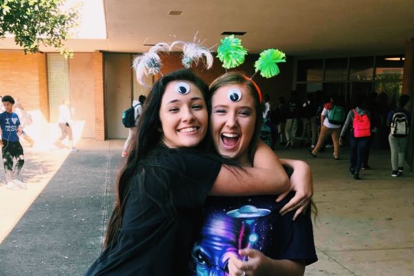 STUDENTS ARE GETTING SPOOKY AT CENTRAL HIGH  -- Meghan Duncan and Maggie Watts pose for a picture in their favorite Halloween costumes. 